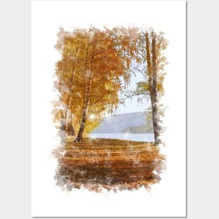 Autumn Landscape - Watercolor painting style Posters and Art